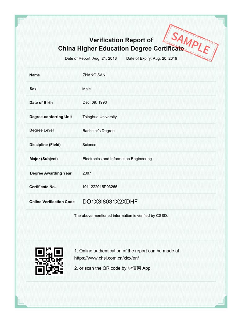《中国高等教育学位认证报告》翻译件样本 《中国高等教育学位认证报告》翻译件样本